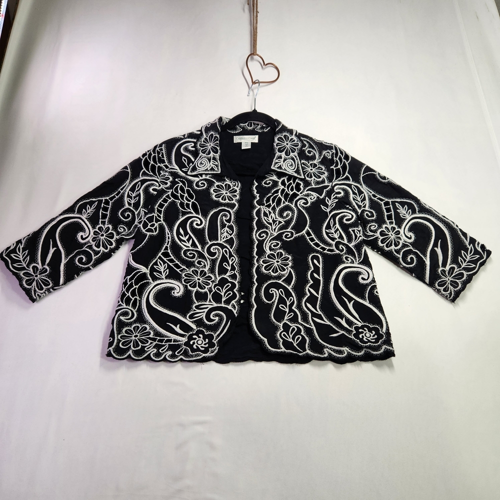 ⭐️ Coldwater Creek Floral Elegant Embroidered Cut-Work Jacket – Size P6